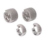 (T) Two pairs of 18ct white gold earrings set with brilliant-cut diamonds, weight of the bigger pair