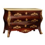 A mahogany veneered 'commode à la Régènce', H 91 - W 131 - D 52 cm