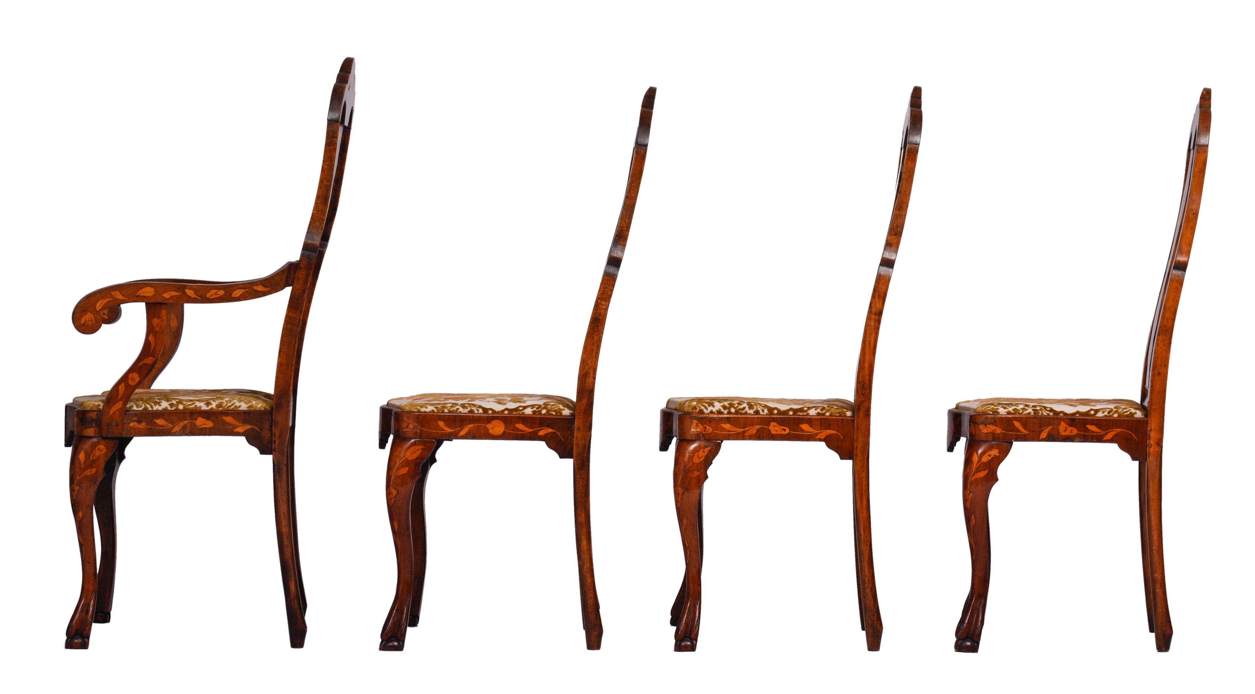 A set of three dining chairs and an armchair, Anglo-Dutch, 18thC, H 112/118 cm - Image 3 of 19