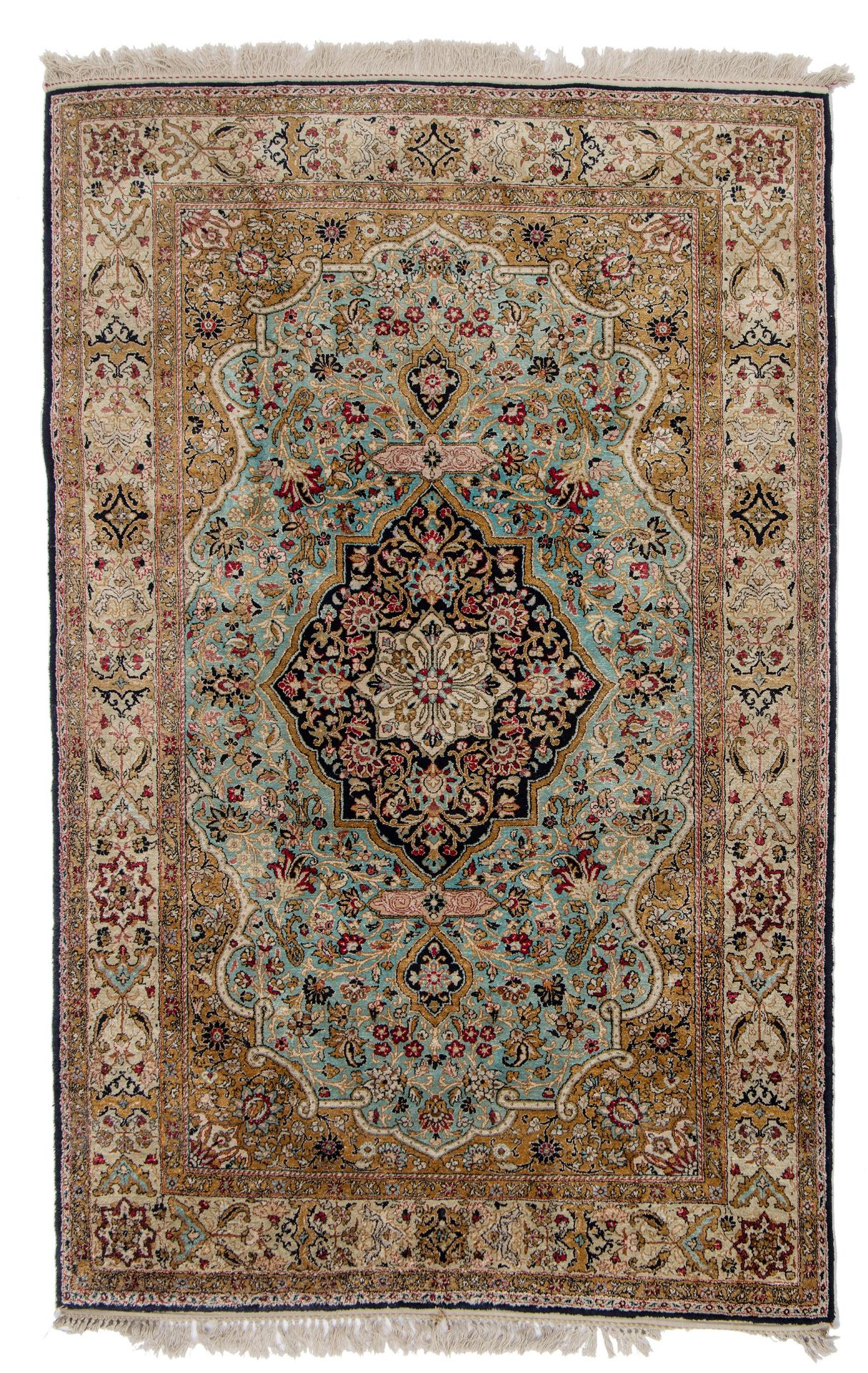 A collection of 4 Iran Ghoum rugs, added a Persian Nain rug (+) - Image 18 of 24