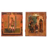 (T) Two 19thC Eastern European icons, representing the beheading of St. John the Baptist and St. Nik