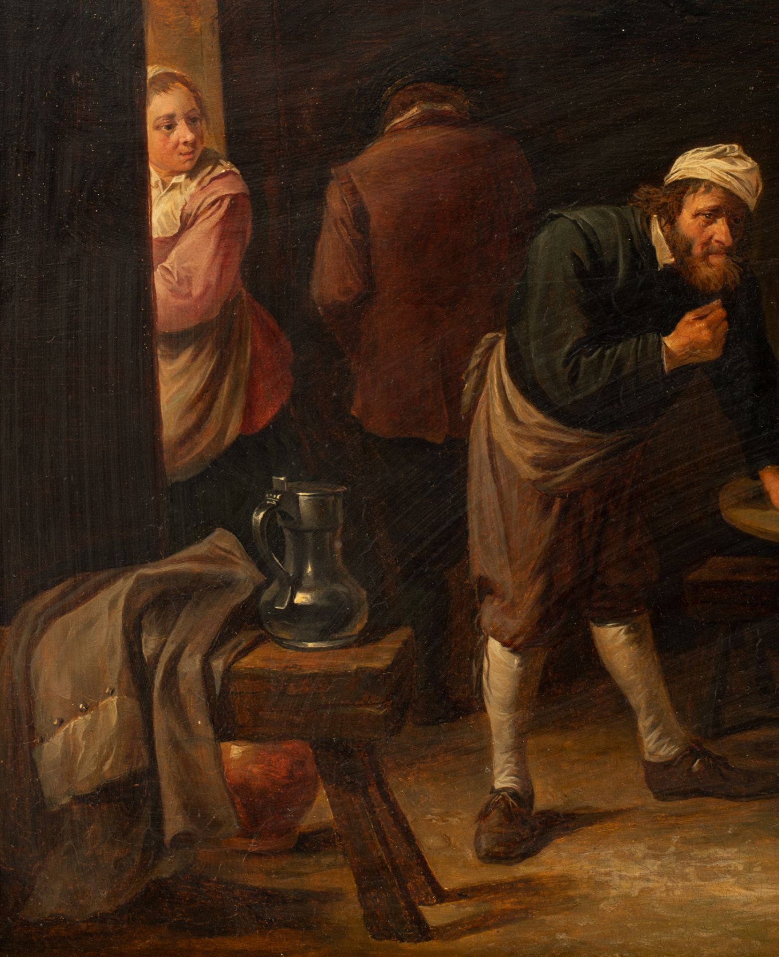 In the manner of David Teniers III (1638-1685), dice players at the inn, oil on panel, 44 x 65 cm - Bild 4 aus 7