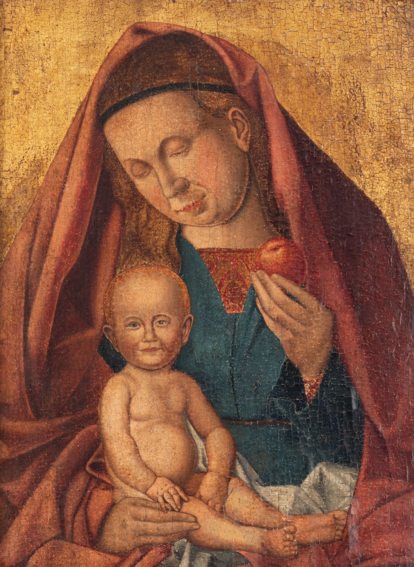 Madonna and Child, German School, early 16thC, oil on a walnut panel, 21,2 x 28,5 cm.