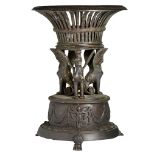 (T) An Empire style patinated bronze centerpiece, H 72 cm