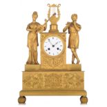 A fine French Restauration ormolu mantle clock, the first half of the 19thC, H 41 cm