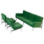 A '50s Knoll furniture set of a sofa and two matching armchairs, H 78 - 79,5 - W 61 - 230 - 74 - 78