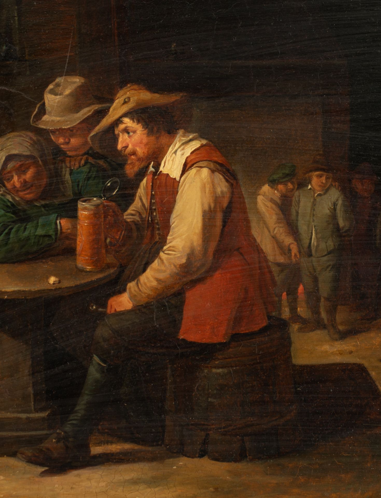 In the manner of David Teniers III (1638-1685), dice players at the inn, oil on panel, 44 x 65 cm - Bild 6 aus 7