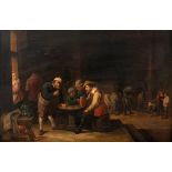 In the manner of David Teniers III (1638-1685), dice players at the inn, oil on panel, 44 x 65 cm