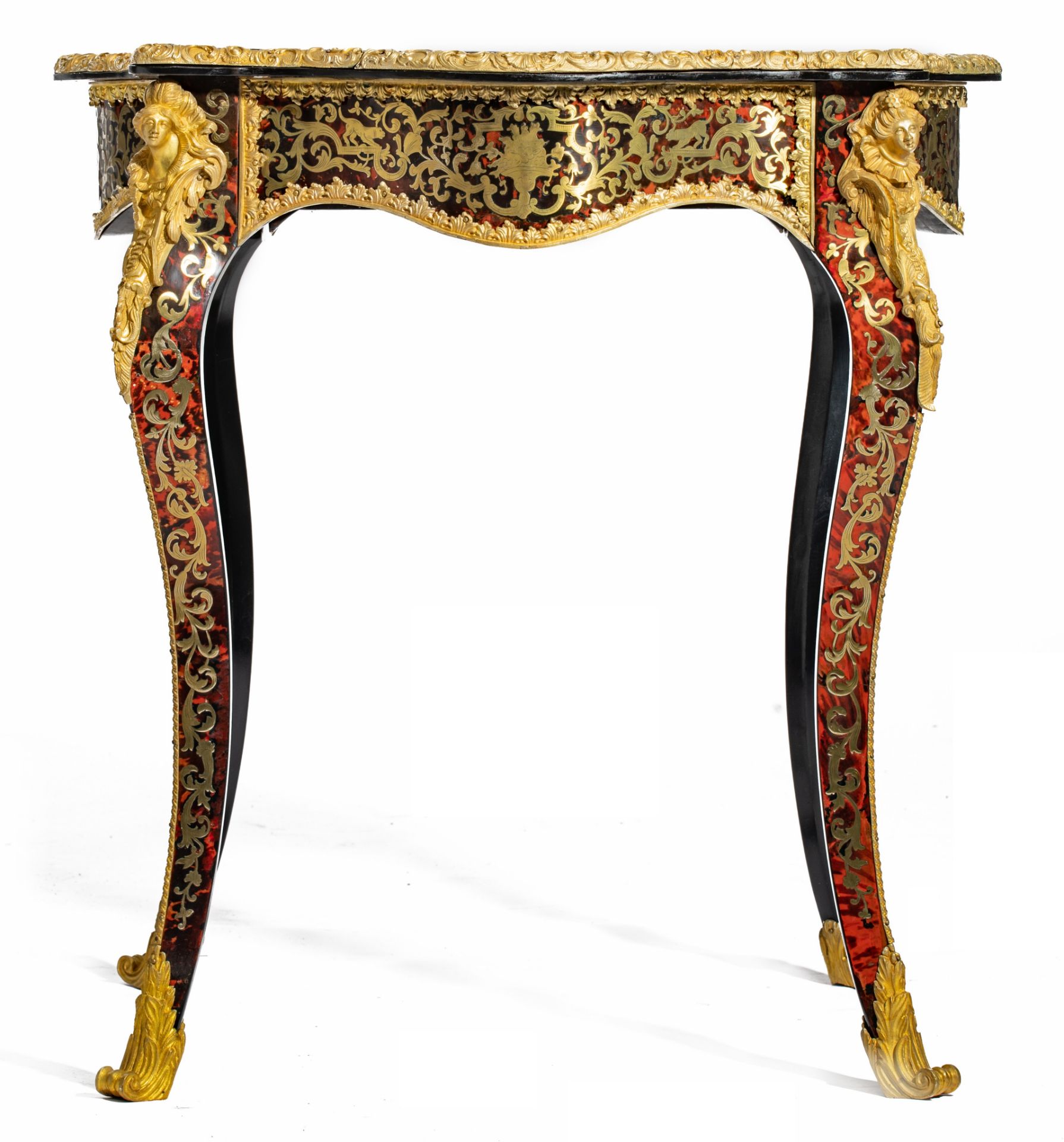 A fine Napoleon III Boulle work games table, with gilt bronze mounts and a red leather inlaid playin - Image 3 of 11