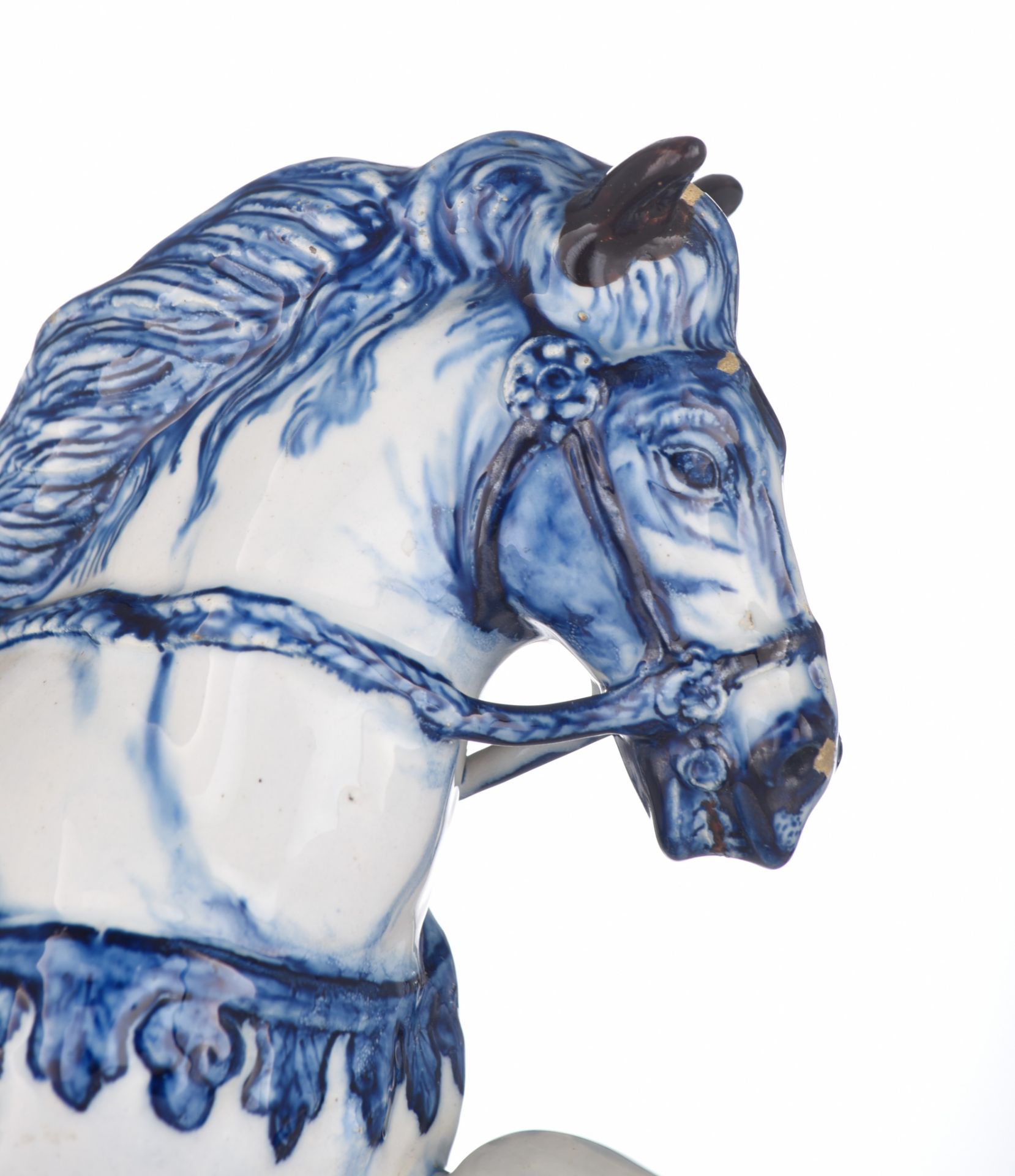 A large Delft blue and white figure of a circus horse, marked Jacob van der Kool, early 18thC, H 23 - Image 9 of 11