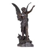 Emile Louis Picault (1833-1915), patinated bronze on a Neoclassical Carrara marble pedestal, H 81 -