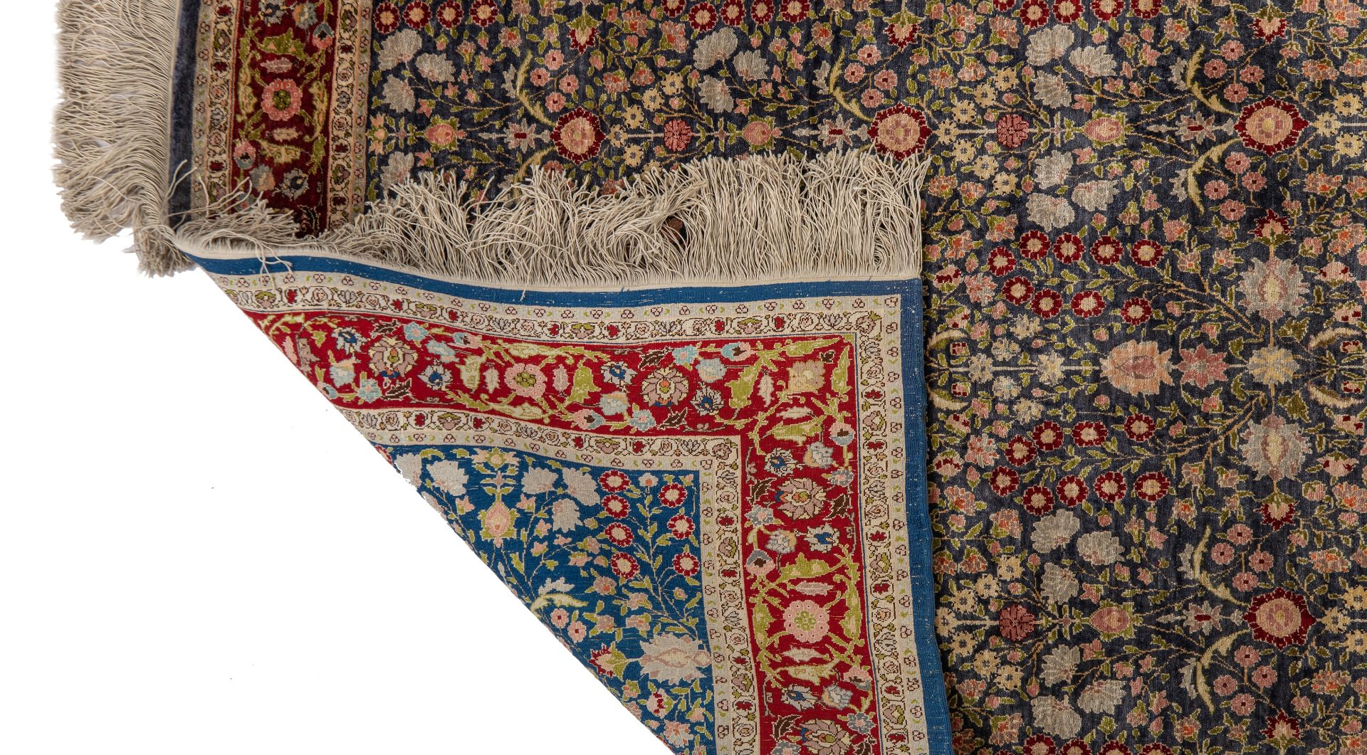 A signed Turkish Hereke millefleurs rug, silk on silk, 103,5 x 155 cm - Image 3 of 6