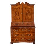 A very fine Rococo walnut bureau cabinet, mid 18thC, H 227 - W 135 - D 71 - 83 cm