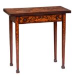 A Dutch Neoclassical floral marquetry flip-top games table, 18thC, H 78 - 80 - W 81 - D 40 cm