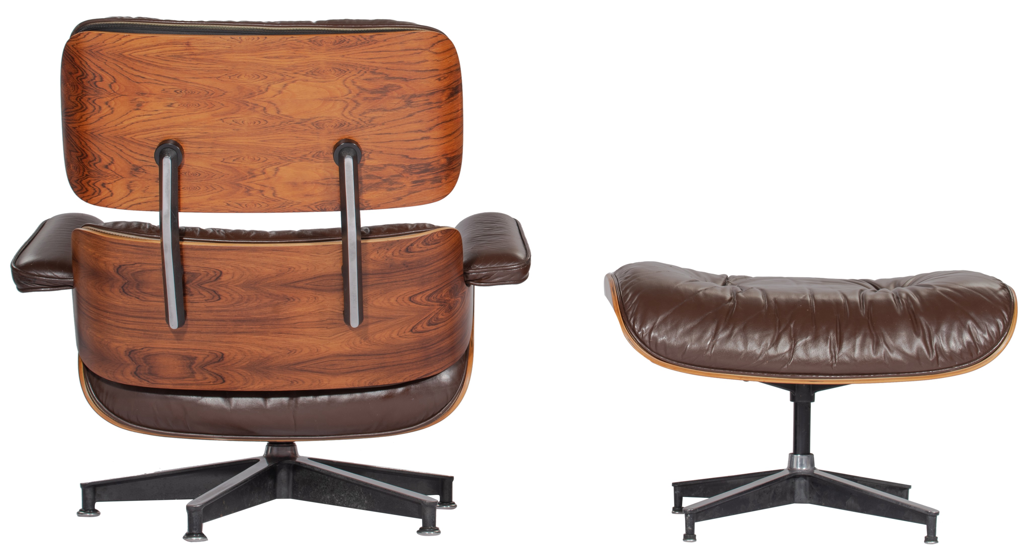 An Eames lounge chair with a matching ottoman, late 70s edition, marked Herman Miller, H 42,5 - 80 - - Image 4 of 15