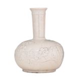 A Korean cream crackle-glazed bottle vase, presumably early Joseon, H 20 cm