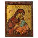 (T) Icon representing the Holy Mother and child (Elousia-type), Balkan, 19thC, 52 x 64 cm