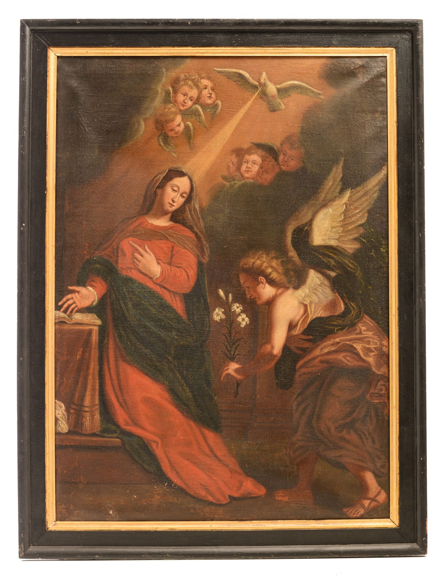 The Annunciation, 18thC, oil on canvas, 77 x 107 cm - Bild 2 aus 14