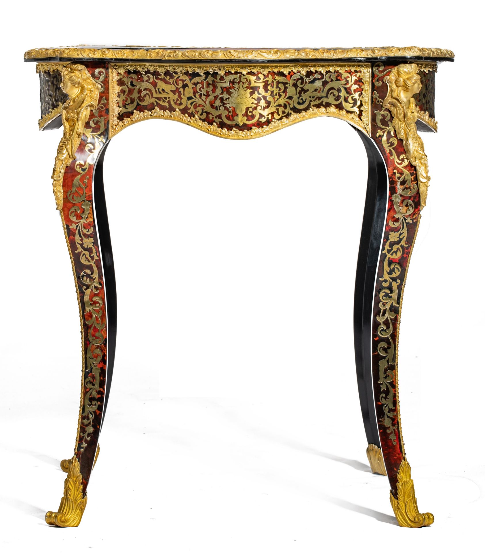 A fine Napoleon III Boulle work games table, with gilt bronze mounts and a red leather inlaid playin - Image 5 of 11