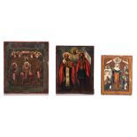 (T) Three small Russian icons, 19thC