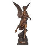 Emile Louis Picault (1833-1915), 'Gloria et Fama', various patinated bronze, H 68,5 cm