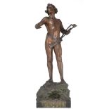 Frans Joris (1851-1914), 'Orpheus', patinated bronze, H 91 cm