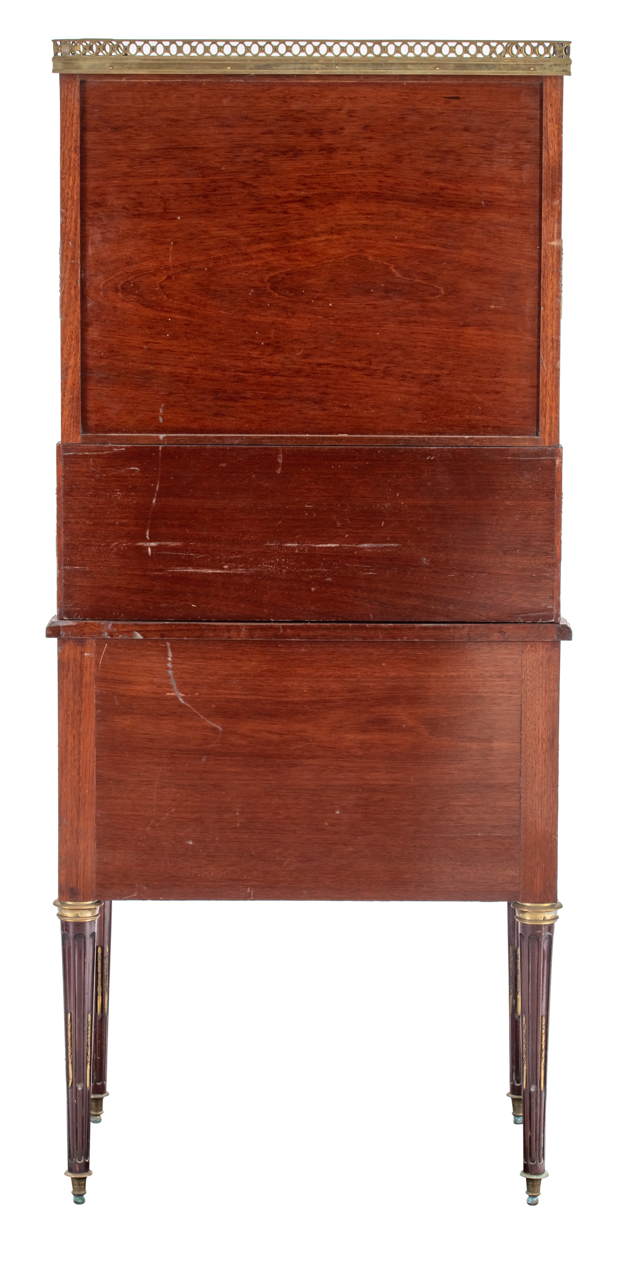 A Louis XVI style mahogany veneered lady's roll-top desk, H 140 - W 61 - D 44 cm - Image 5 of 8