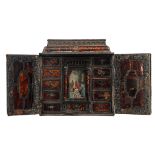 A fine Renaissance tortoiseshell and silver-mounted travel cabinet, 17thC, H 43 - W 42 - D 27 cm