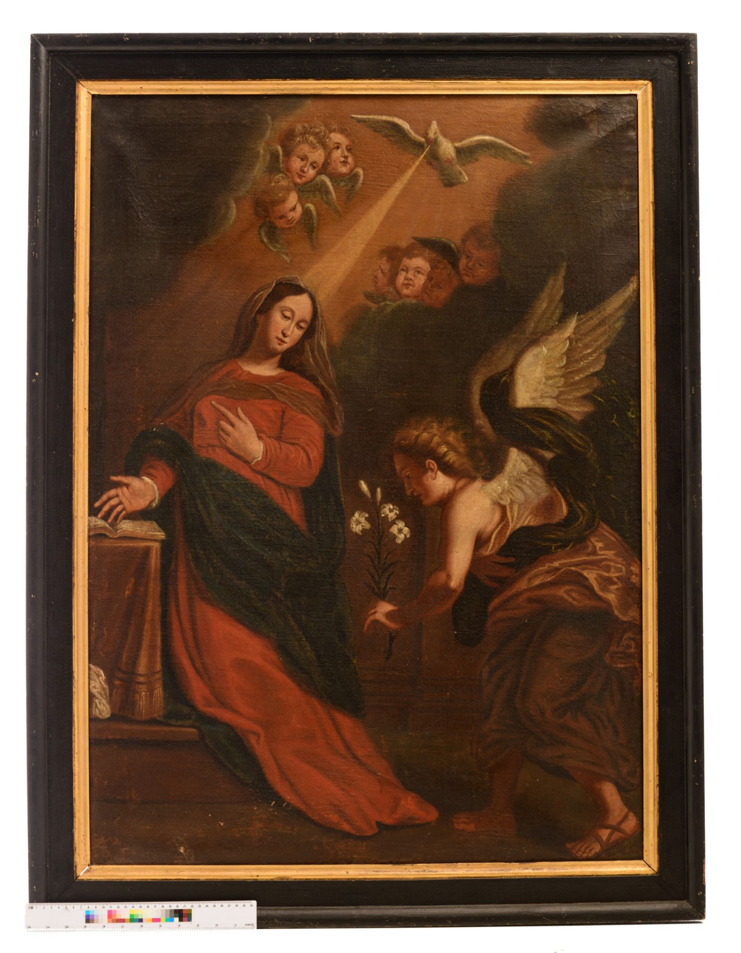 The Annunciation, 18thC, oil on canvas, 77 x 107 cm - Bild 7 aus 14