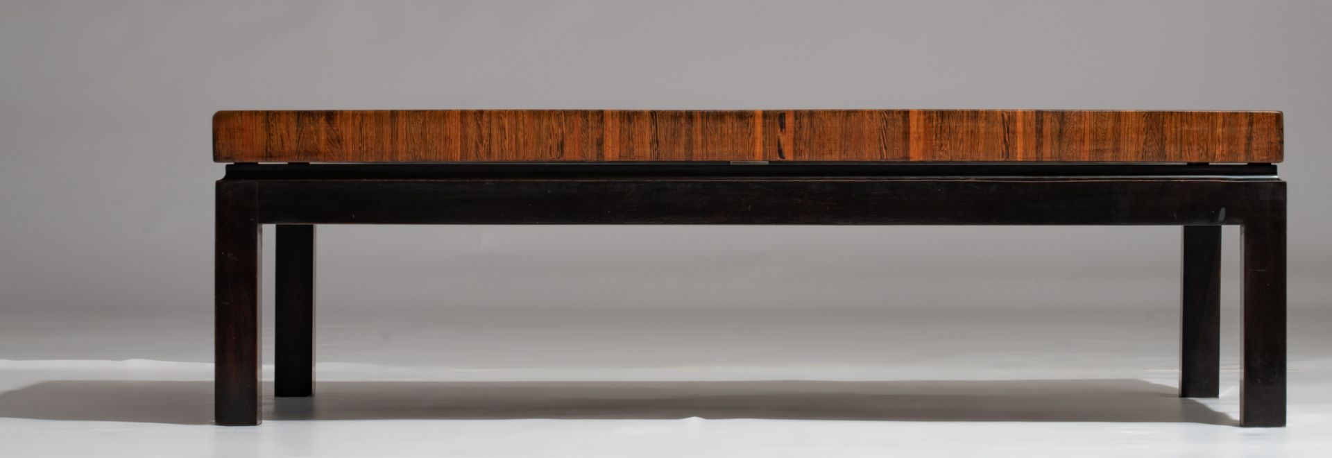 A wenge coffee table, designed by Jules Wabbes, Mobilier Universel, H 36,5 - W 123 - D 78 cm - Image 5 of 15