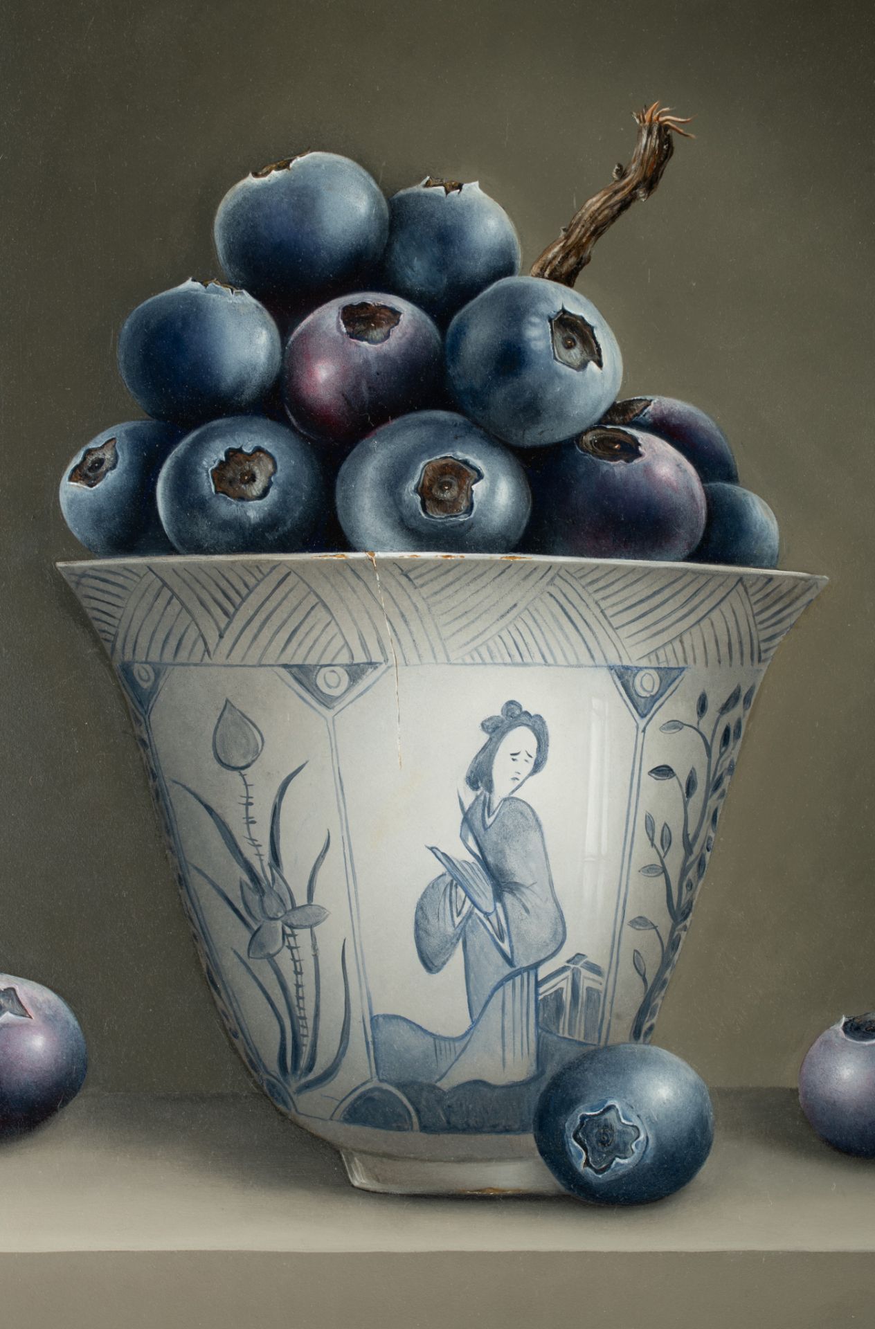 Ignace Bauwens, blueberries in a Chinese Ming 'Klapmuts', oil on panel, 80 x 100 cm - Bild 6 aus 6