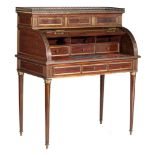A Louis XVI style mahogany veneered 'Bureau ‡ Cylindre', H 118 - W 100 - D 55,5 cm