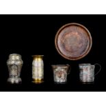 (BIDDING ONLY ON CARLOBONTE.BE) A collection of brass and pewter Judaica, Bezalel and other, H 11,5