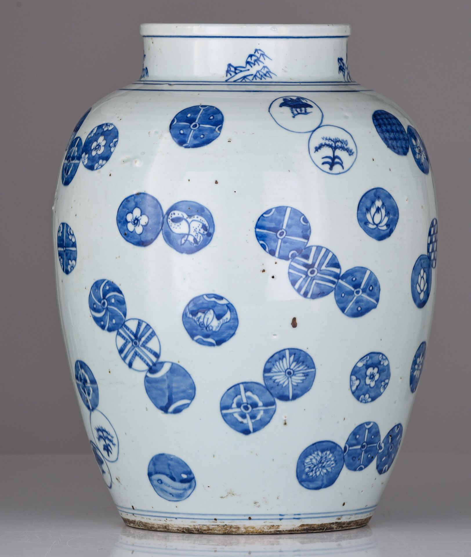 A Chinese blue and white emblem vase, H 44 cm - Image 5 of 7