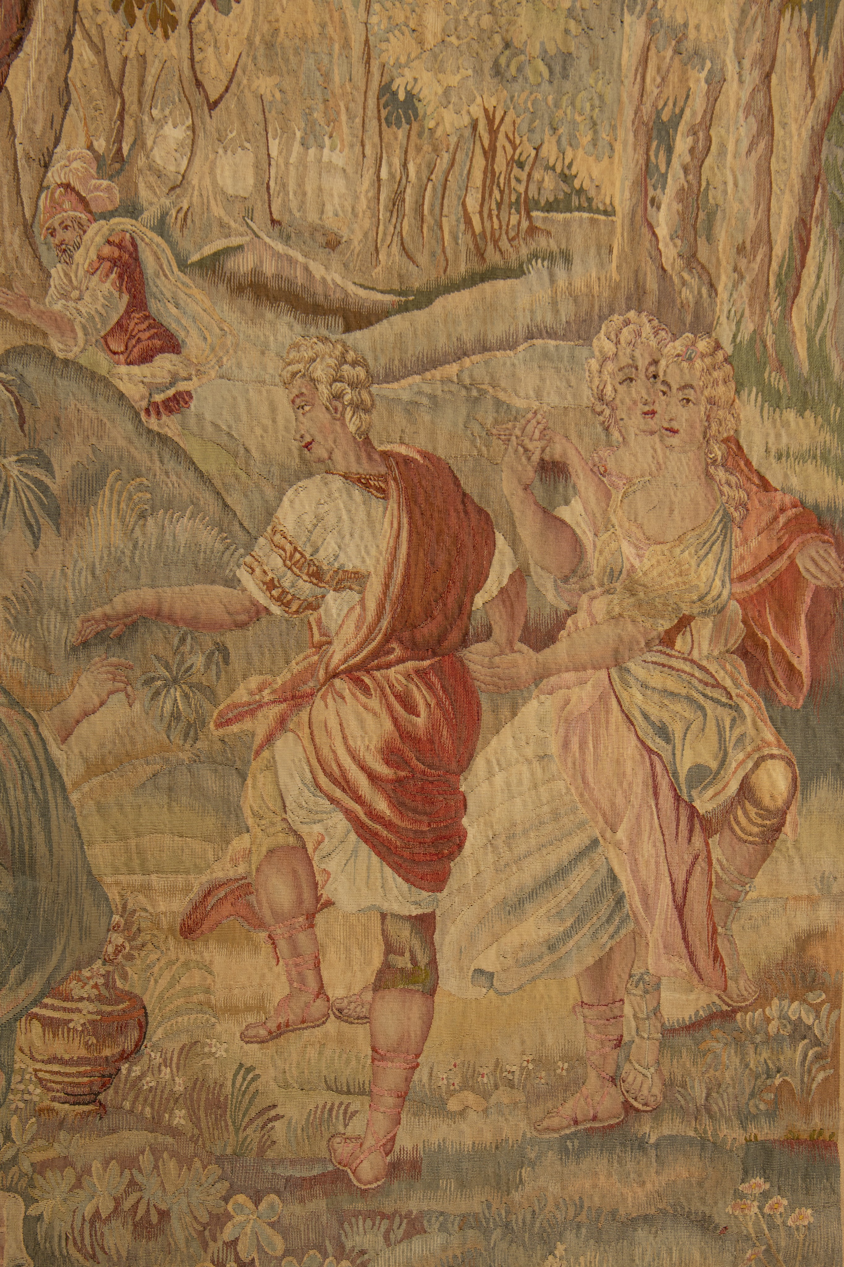 A 19thC Aubusson tapestry, depicting a flower harvest, 185 x 230 cm - Image 7 of 11