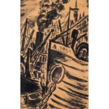 (BIDDING ONLY ON CARLOBONTE.BE) Frans Masereel (1889-1972), the harbour, East Indian ink on paper, 1