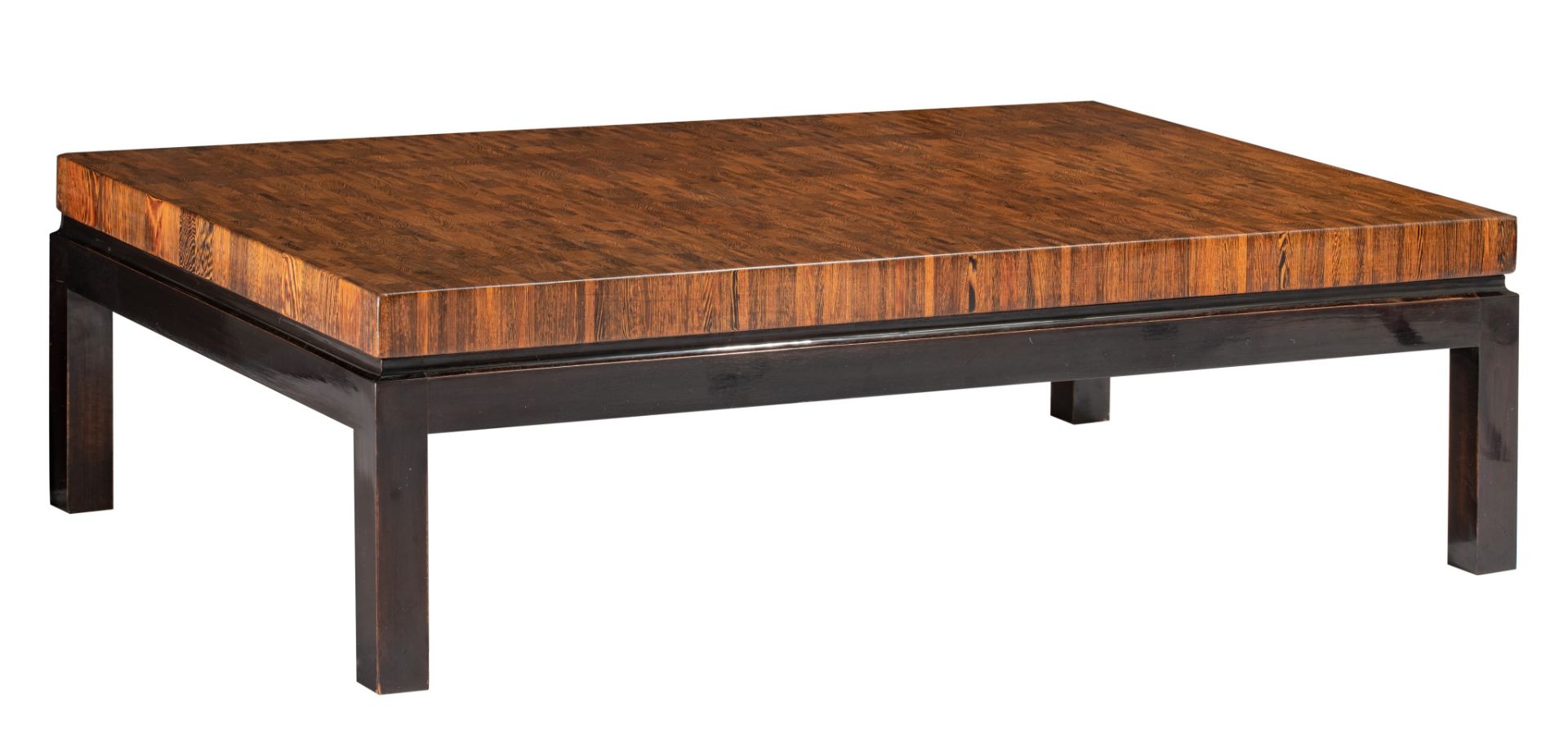 A wenge coffee table, designed by Jules Wabbes, Mobilier Universel, H 36,5 - W 123 - D 78 cm - Image 2 of 15