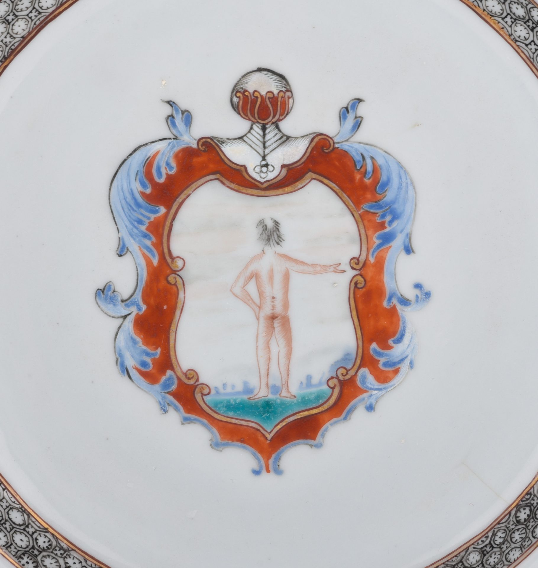 (BIDDING ONLY ON CARLOBONTE.BE) Three Chinese 'en grisaille', famille rose and gilt pseudo-armorial - Image 5 of 6