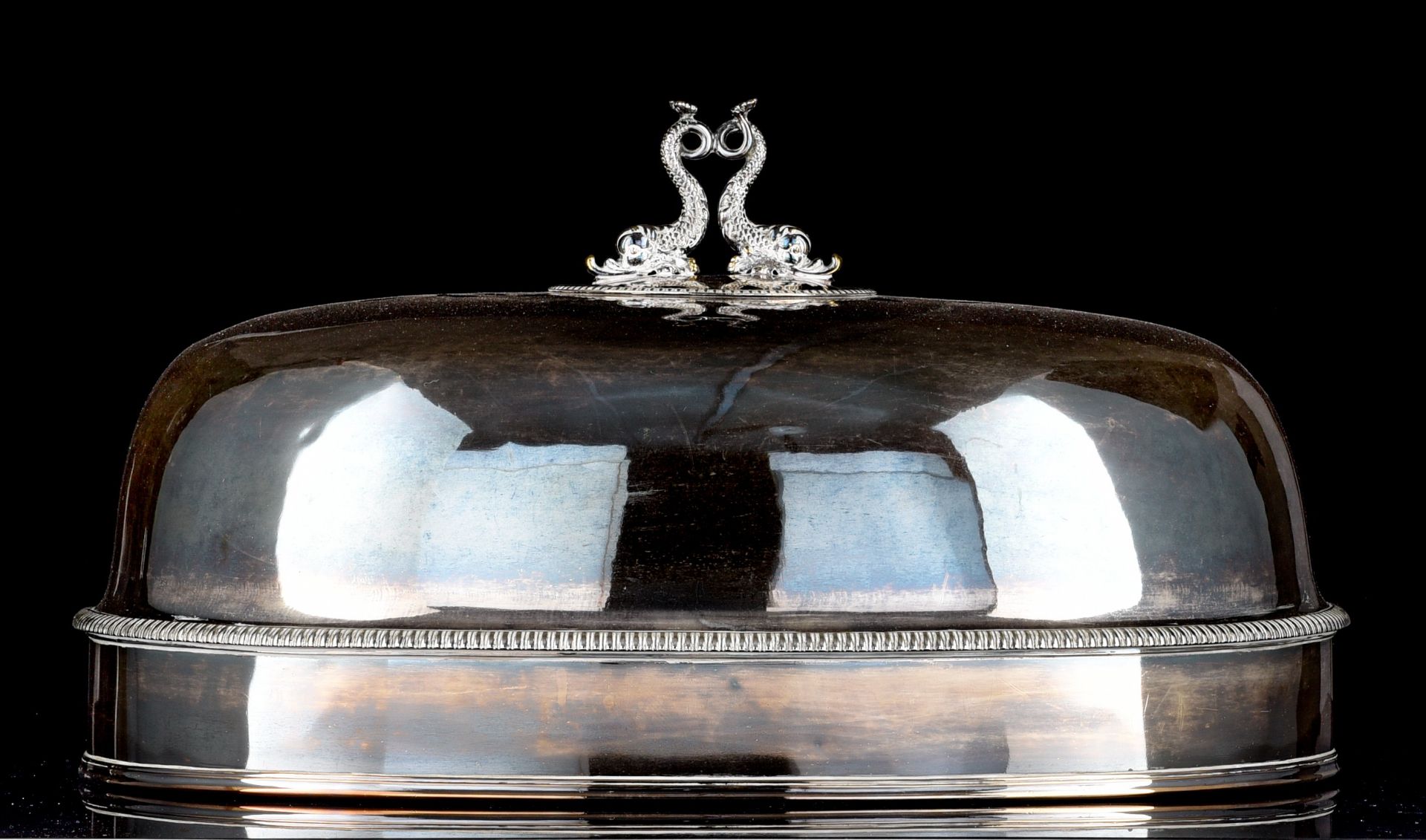 (BIDDING ONLY ON CARLOBONTE.BE) A pair of silver-plated meat covers, H 26 cm - Image 10 of 13