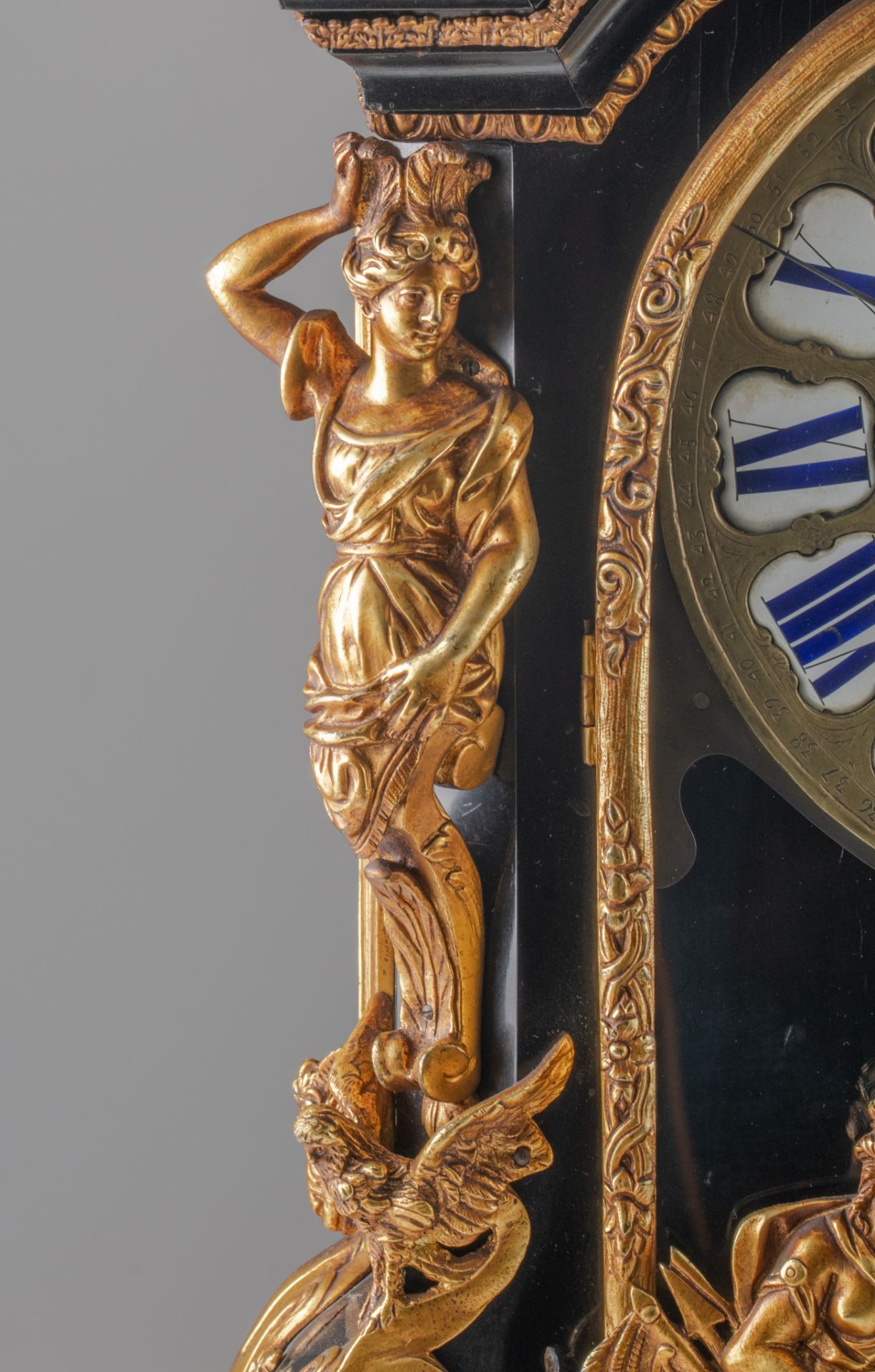 A Napoleon III ebonised wooden 'Pendule Religieuse', with gilt bronze mounts, H 96 cm - Image 11 of 11