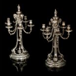 A pair of neoclassical silver candelabra, German hallmarks, maker's/seller's mark E. Goldschmidt, 80