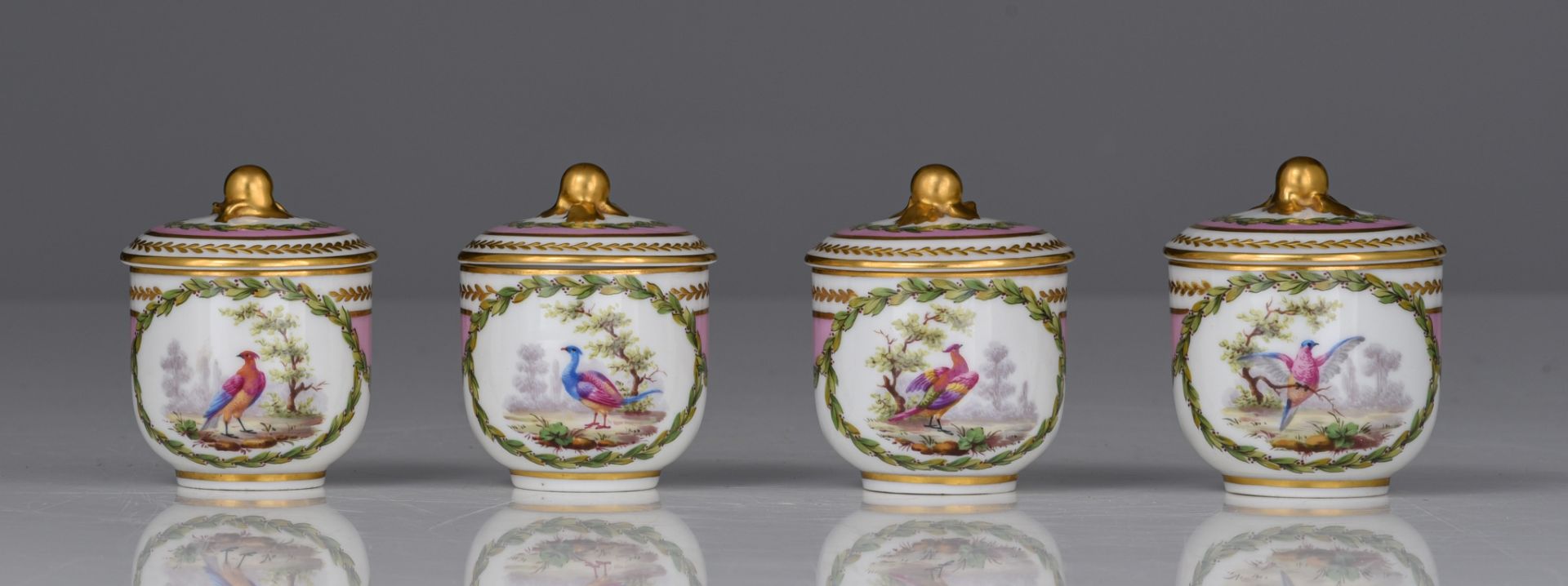 (BIDDING ONLY ON CARLOBONTE.BE) A 12 person Sevres porcelain set of dessert cups on a matching tray, - Image 15 of 18