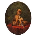 Christophe Cathelinaux (1819-1883), the portrait of the dogs 'Cockney and Texy', oil on canvas, 56 x