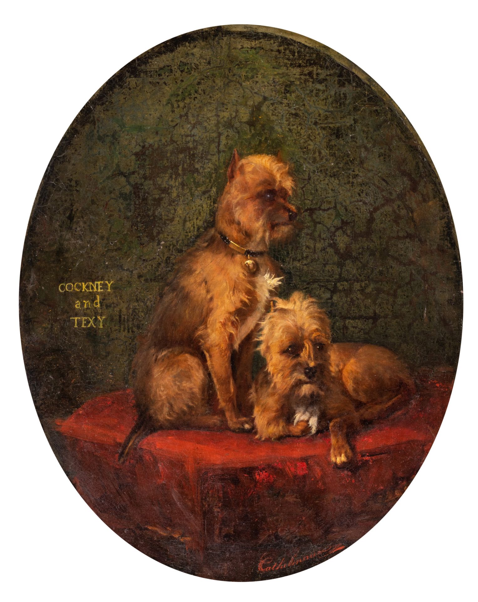 Christophe Cathelinaux (1819-1883), the portrait of the dogs 'Cockney and Texy', oil on canvas, 56 x