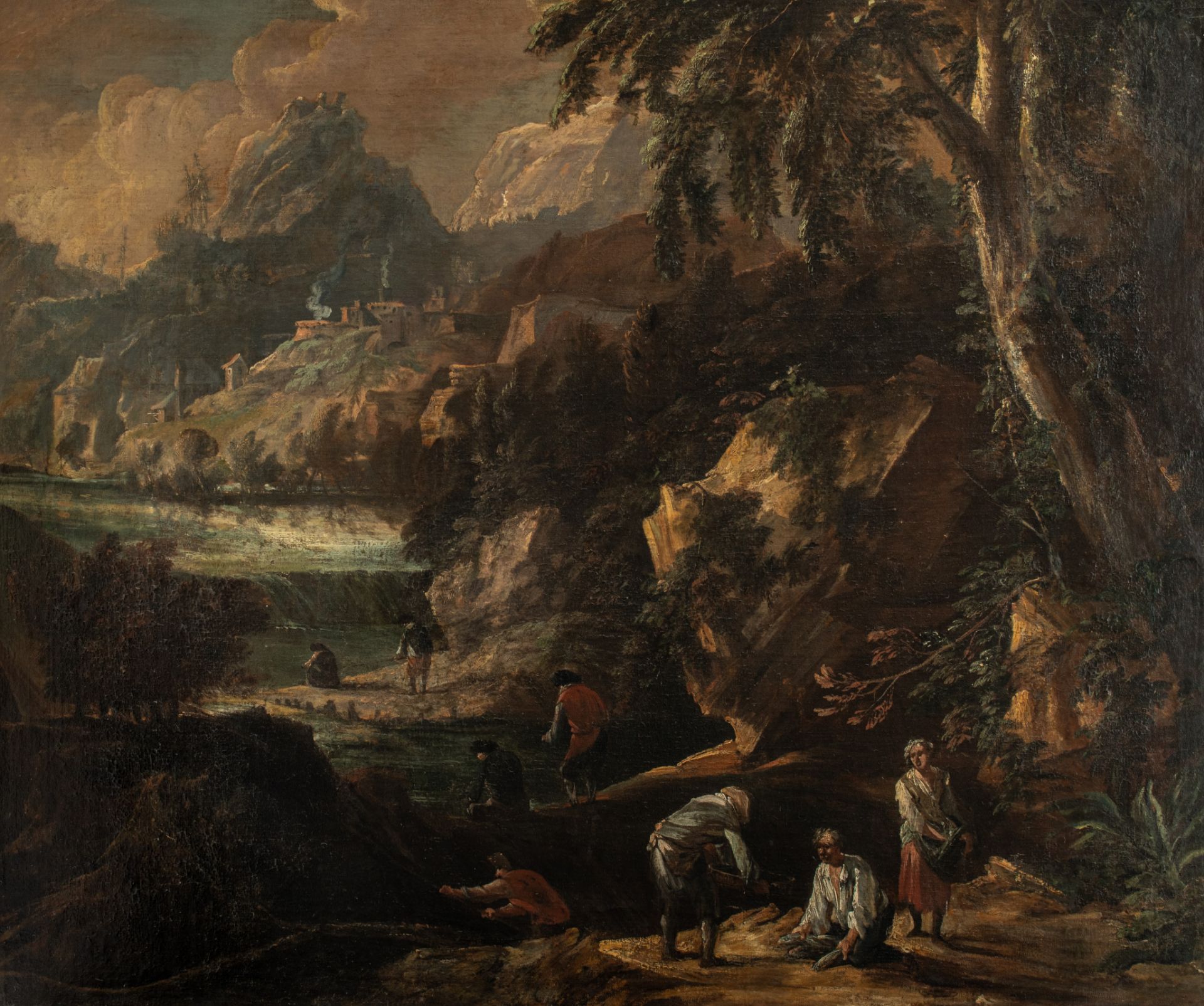 Attributed to Salvator Rosa (1615-1673), the golddiggers, oil on canvas, 120 x 140 cm