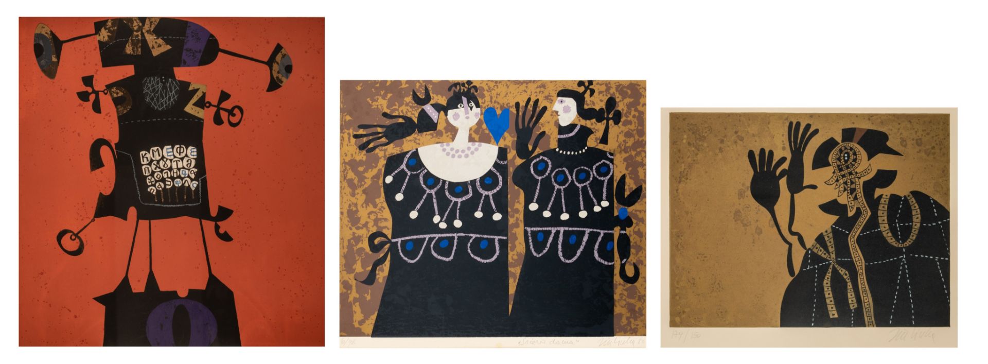 (BIDDING ONLY ON CARLOBONTE.BE) Joz e Ciuha (1924-2015), three silkscreens, N∞ 61/70 - 6/98 - 179/25