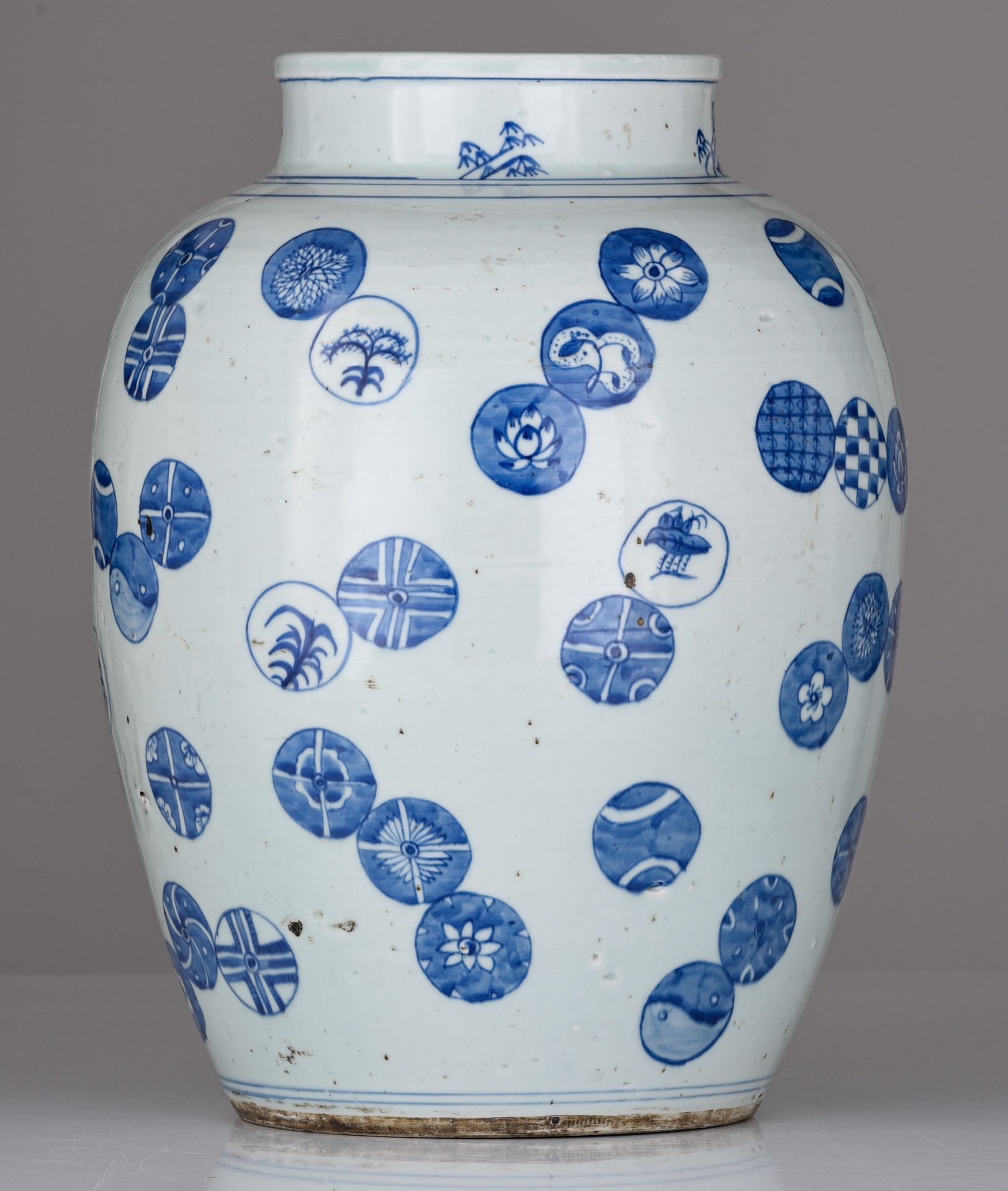 A Chinese blue and white emblem vase, H 44 cm - Image 3 of 7