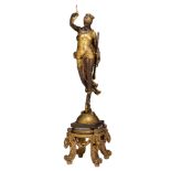 Paul Moreau-Vauthier (1871-1936), 'Fortuna', 1878, gilt and patinated bronze on a matching pedestal,