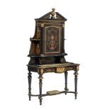 A Neoclassical Napoleon III ebonised wooden secretaire, H 185 - W 96 - D 50 cm