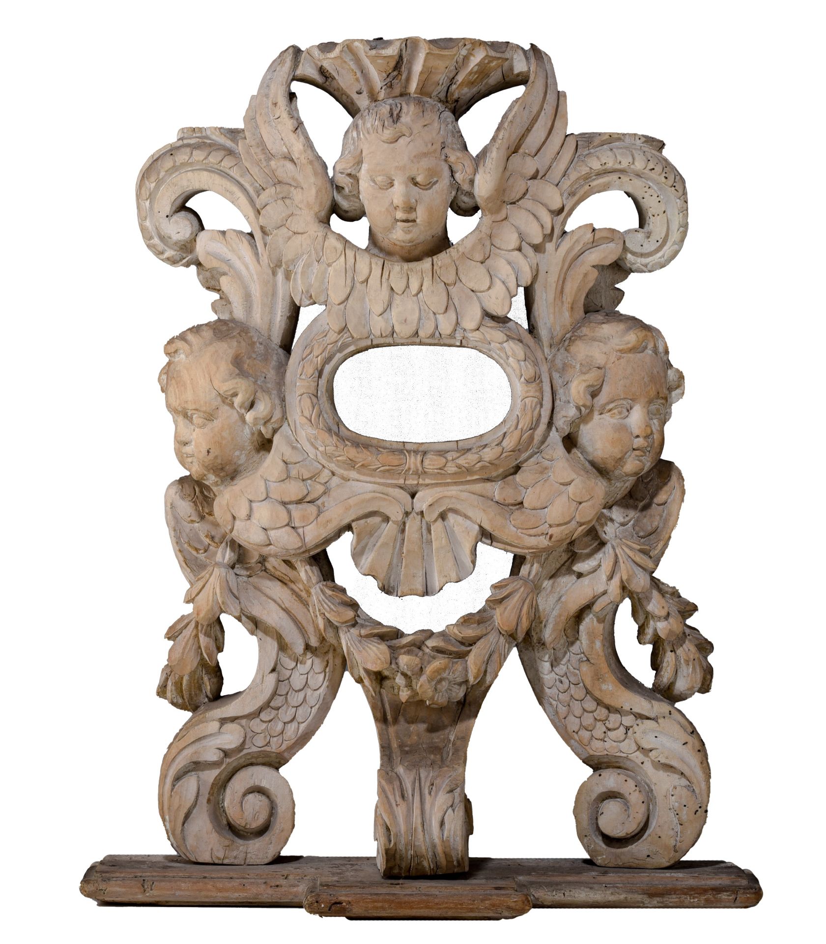 (BIDDING ONLY ON CARLOBONTE.BE) A Baroque richly carved limewood crucifix stand, H 56 cm - Image 2 of 10